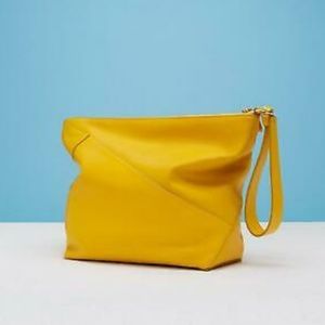 NWT DVF Origami yellow wristlet leather